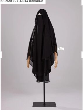Ayada Black Layered Butterfly Khimar Hijab